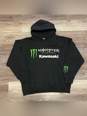 Vintage 2000s Kawasaki Monster Energy Hoodie Pullover Sweater Size Large Y2K